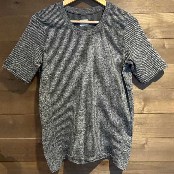 ATHLETA Renew Ribbed Tee Pinstripe Stretch Top Size XL - Picture 2 of 4